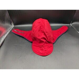 Vintage 90s EMS Gore-Tex Trapper Hat Red Blue Fleece Lined Ear Flaps L/XL